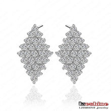 Rhombus Shaped Cubic Zirconia Drop Earrings (CER0017-B)